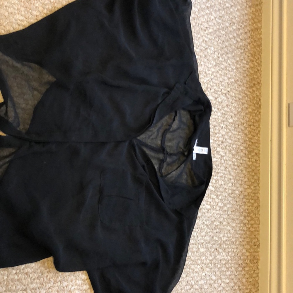 see through light fabric button up blouse